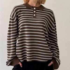 Striped Brown and White Women's Sweater